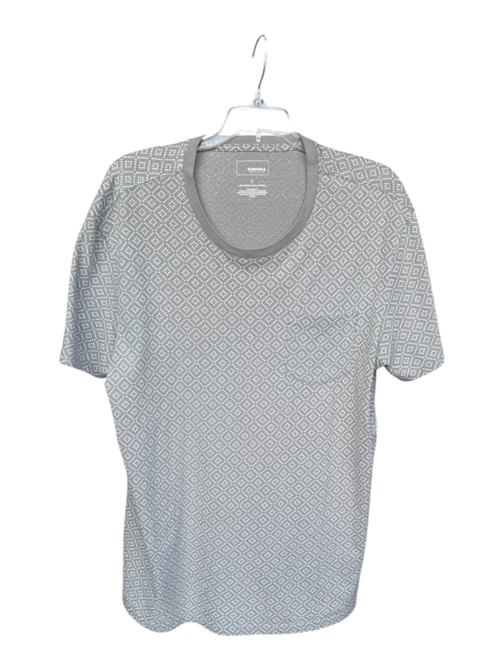Men's Sonoma Gray T-Shirt with White Diamond Print-Size L